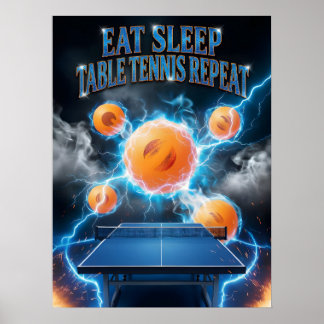 Table Tennis Blue Pulse Repeat Poster