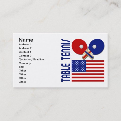 Customizable Table Tennis Business Cards
