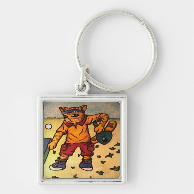 Table Tennis Cat Keychain (Front)