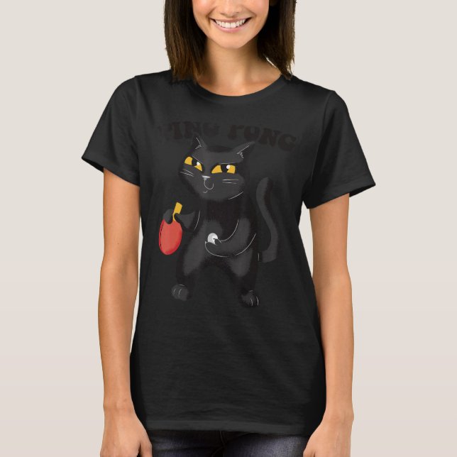 Table Tennis Cat Pingpong Outfit Cat Ping Pong T-Shirt (Front)
