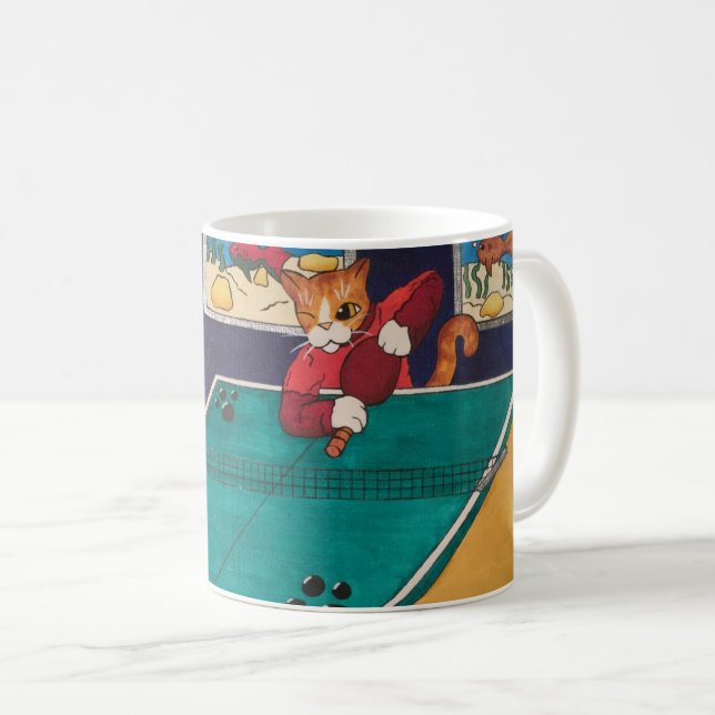 Table Tennis Cats Coffee Mug (Front Right)