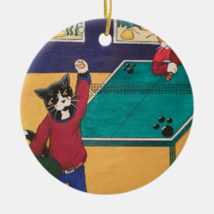 Table Tennis Ceramic Ornament