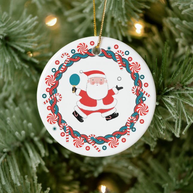 Table Tennis Christmas Collectible Ceramic Ornament (Tree)