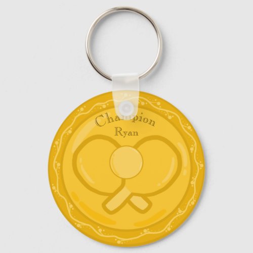 Table Tennis Golden Award Medal Keychain