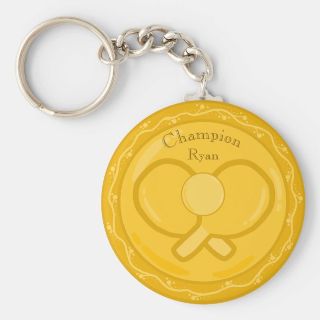 Table Tennis Golden Award Medal Keychain (Front)
