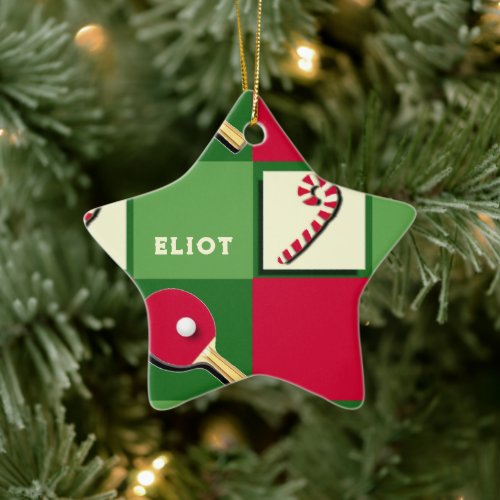 Table Tennis Holiday Gift Ceramic Ornament