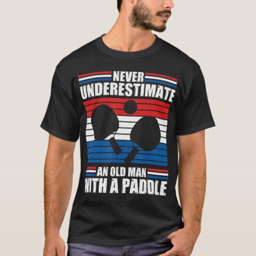 Table Tennis Old Man With A Paddle Papa Ping Pong T_Shirt