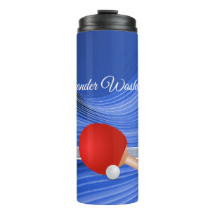 Table Tennis Paddle and Ball elegant Blue Thermal Tumbler