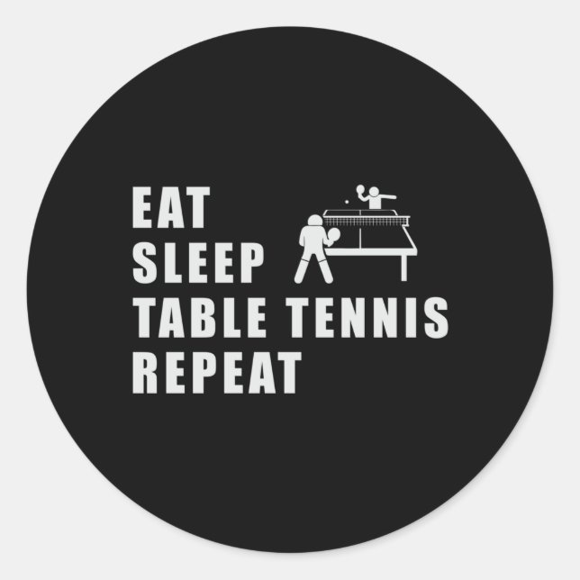 Table Tennis Paddle Ping Pong Repeat Funny Gift Classic Round Sticker (Front)