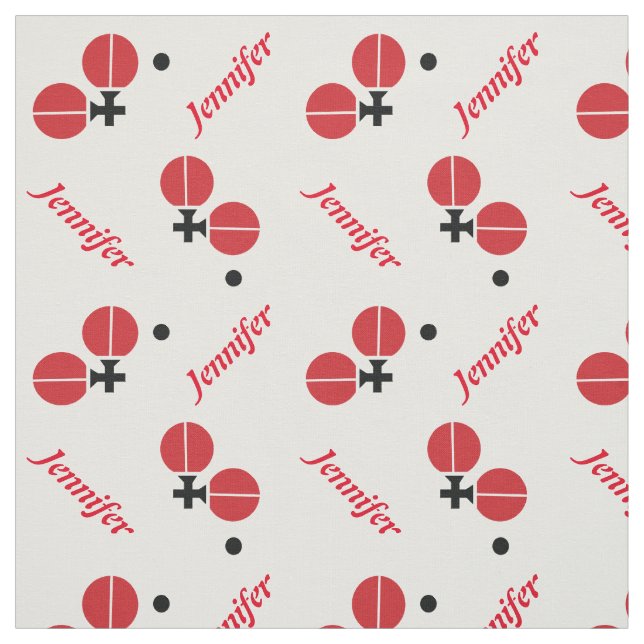 Table tennis ping-pong and your name personalized fabric (Swatch)
