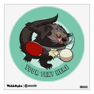 Table Tennis Ping Pong Binturong Cartoon With Text Wall Decal