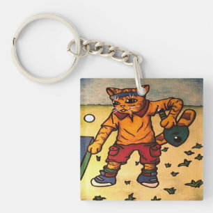 Table Tennis Ping-Pong Cat Keychain