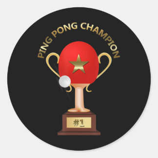 Table Tennis Ping Pong Champion Trophy Classic Round Sticker