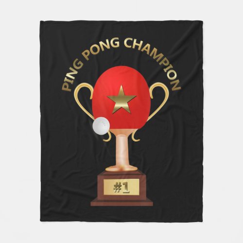 Table Tennis Ping Pong Champion Trophy  Fleece Blanket