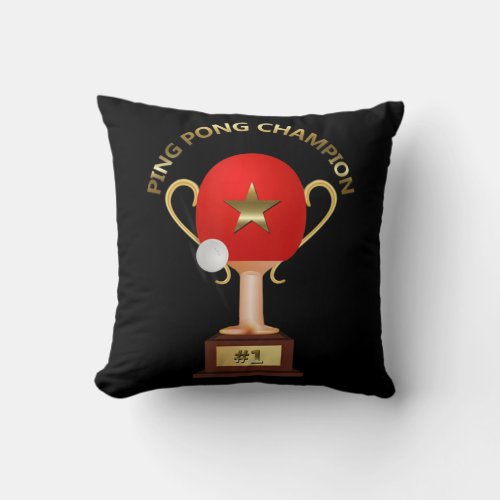 Table Tennis Ping Pong Champion Trophy  Throw Pillow