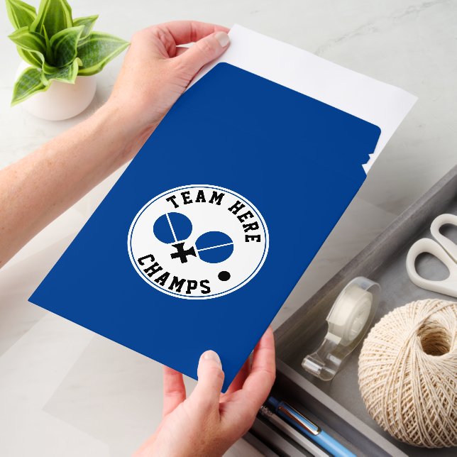 table tennis ping-pong champs, black blue envelope mailers (Desk)