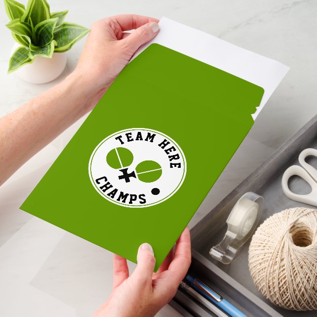 table tennis ping-pong champs, black green envelope mailers (Desk)