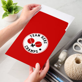 table tennis ping-pong champs, black red envelope mailers