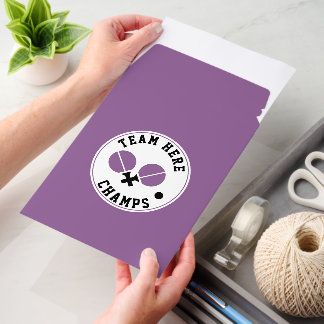 table tennis ping-pong champs, purple and black envelope mailers