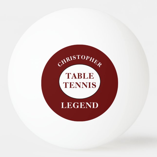 Table Tennis Ping Pong Legend Add Name Red Face Ball (Front)