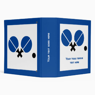 Table tennis ping-pong rackets and ball black blue 3 ring binder