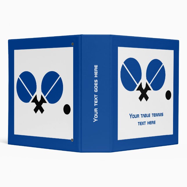 Table tennis ping-pong rackets and ball black blue 3 ring binder (Background)