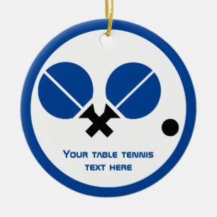 Table tennis ping-pong rackets and ball black blue ceramic ornament