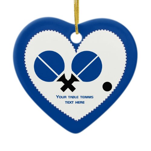 Table tennis ping-pong rackets and ball black blue ceramic ornament