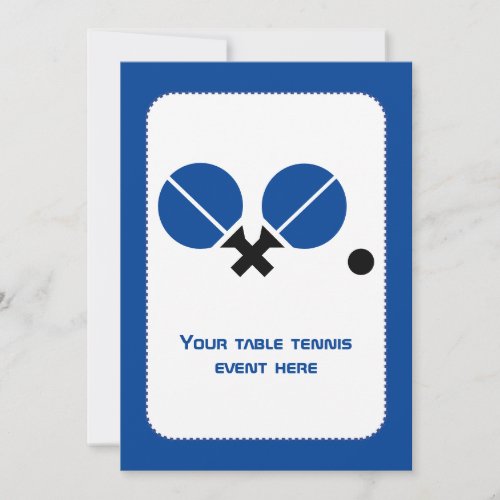 Table tennis ping_pong rackets and ball black blue invitation