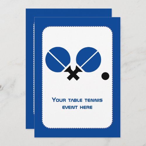 Table tennis ping_pong rackets and ball black blue invitation