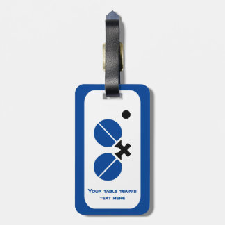 Table tennis ping-pong rackets and ball black blue luggage tag