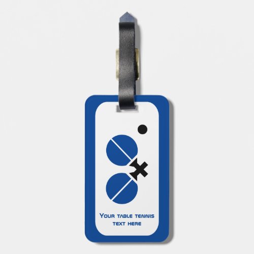Table tennis ping_pong rackets and ball black blue luggage tag