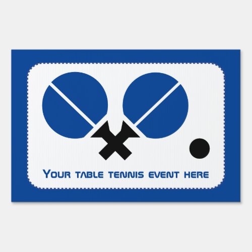 Table tennis ping_pong rackets and ball black blue sign