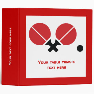 Table tennis ping-pong rackets and ball black, red 3 ring binder