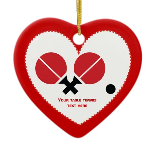 Table tennis ping-pong rackets and ball black, red ceramic ornament