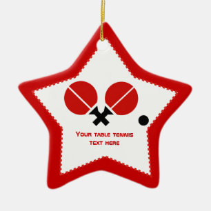 Table tennis ping-pong rackets and ball black, red ceramic ornament