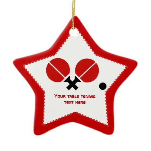 Table tennis ping-pong rackets and ball black, red ceramic ornament