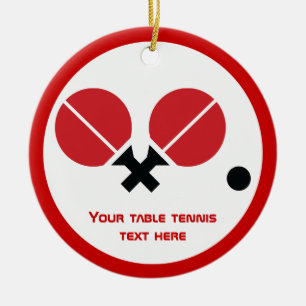 Table tennis ping-pong rackets and ball black, red ceramic ornament