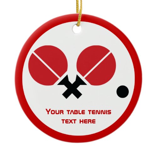 Table tennis ping-pong rackets and ball black, red ceramic ornament