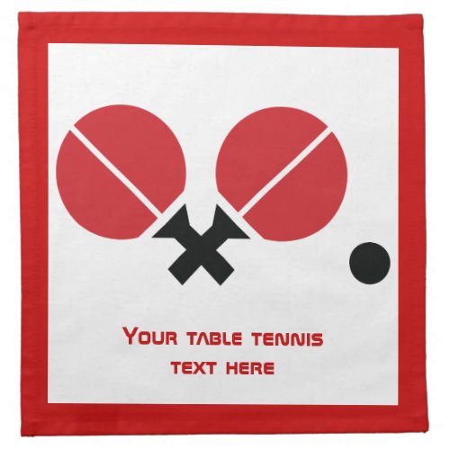 Table tennis ping_pong rackets and ball black red cloth napkin