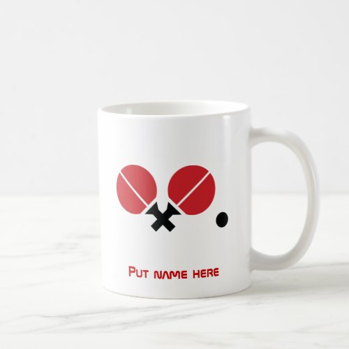 Table tennis ping_pong rackets and ball black red coffee mug