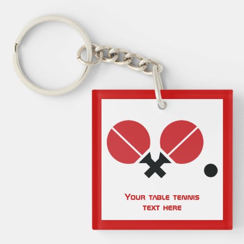 Table tennis ping_pong rackets and ball black red keychain