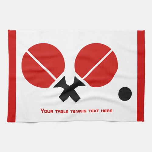Table tennis ping_pong rackets and ball black red kitchen towel