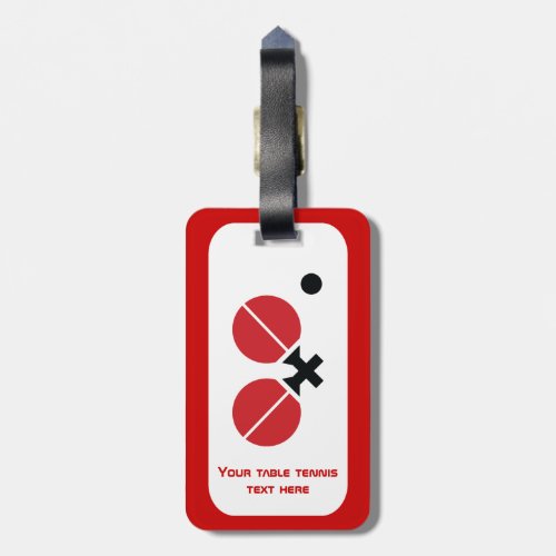 Table tennis ping_pong rackets and ball black red luggage tag