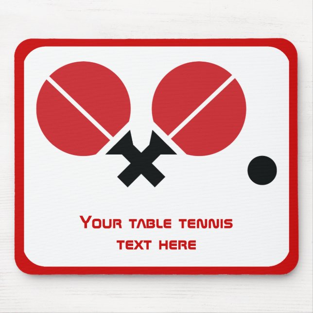 Table tennis ping-pong rackets and ball black, red mouse pad (Front)