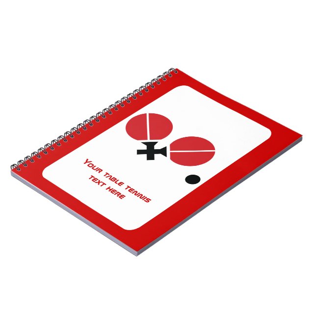 Table tennis ping-pong rackets and ball black, red notebook (Left Side)