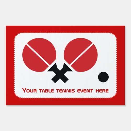 Table tennis ping_pong rackets and ball black red sign