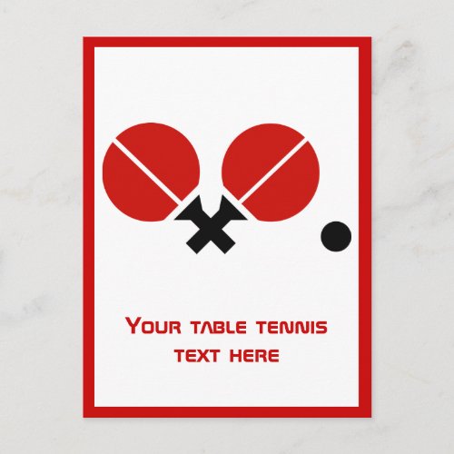 Table tennis ping_pong rackets and ball vertical postcard