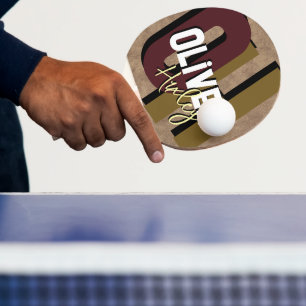 Table Tennis Player Name Cool Bold Monogram Ping Pong Paddle