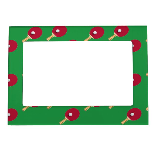 Table tennis racket and ball on green magnetic frame (Front)